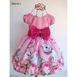 Vestido Tematico Infantil Gatinha Marrie Gata Marie Rosa Aniversario Festa em Oferta na Shopee