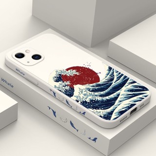 Sol Vermelho Ondas Do Mar Baleia Capa De Telefone Para iPhone 13 11 12 14 Pro Max XS XR 7 8 Plus SE 2020 Silicone Macia À Prova De Choque
