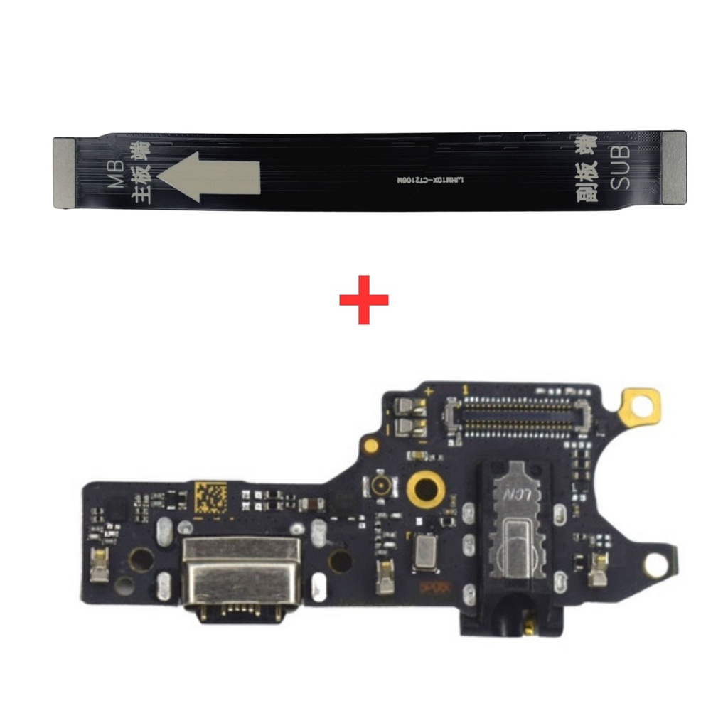 Kit Flex Flat Placa Carga Conector Microfone + Flex Sub Placa Redmi Note 9 Original