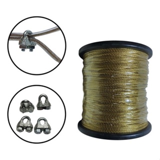 Kit Bobina Cabo Aço 1,75mm X 100mt + 4 Grampos De Travamento para Varal de parede em Oferta na Shopee