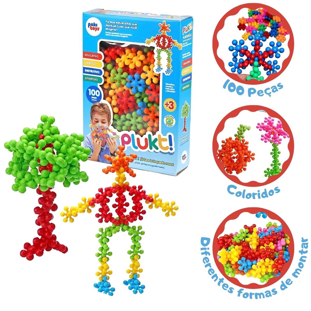Blocos De Montar Colorido Brinquedo Infantil De Encaixar 100 Peças Educativo em Oferta na Shopee