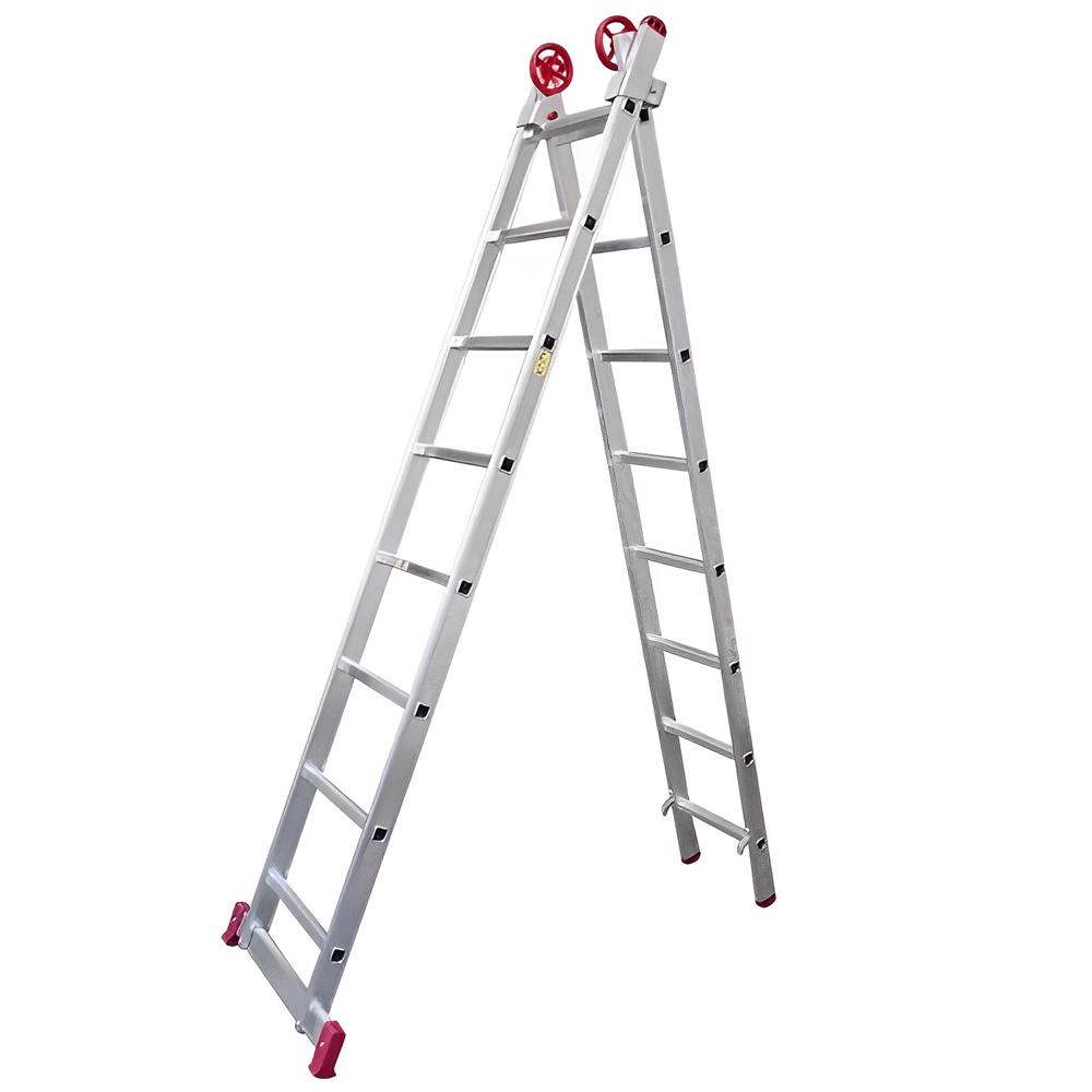 Escada Extensiva de Alumínio 8 x 2 Degraus 2,40 x 3,88 Metros EVALD em Oferta na Shopee