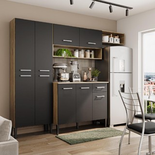 Cozinha Compacta Arizona Glam Carvalho com Preto Carraro