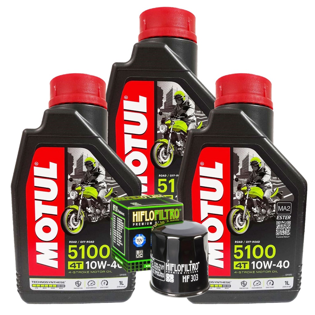 Troca de Óleo para Kawasaki Z300 / Ninja 300 / Z400 Motul 5100 10w40 + Filtro Hiflo em Oferta na Shopee