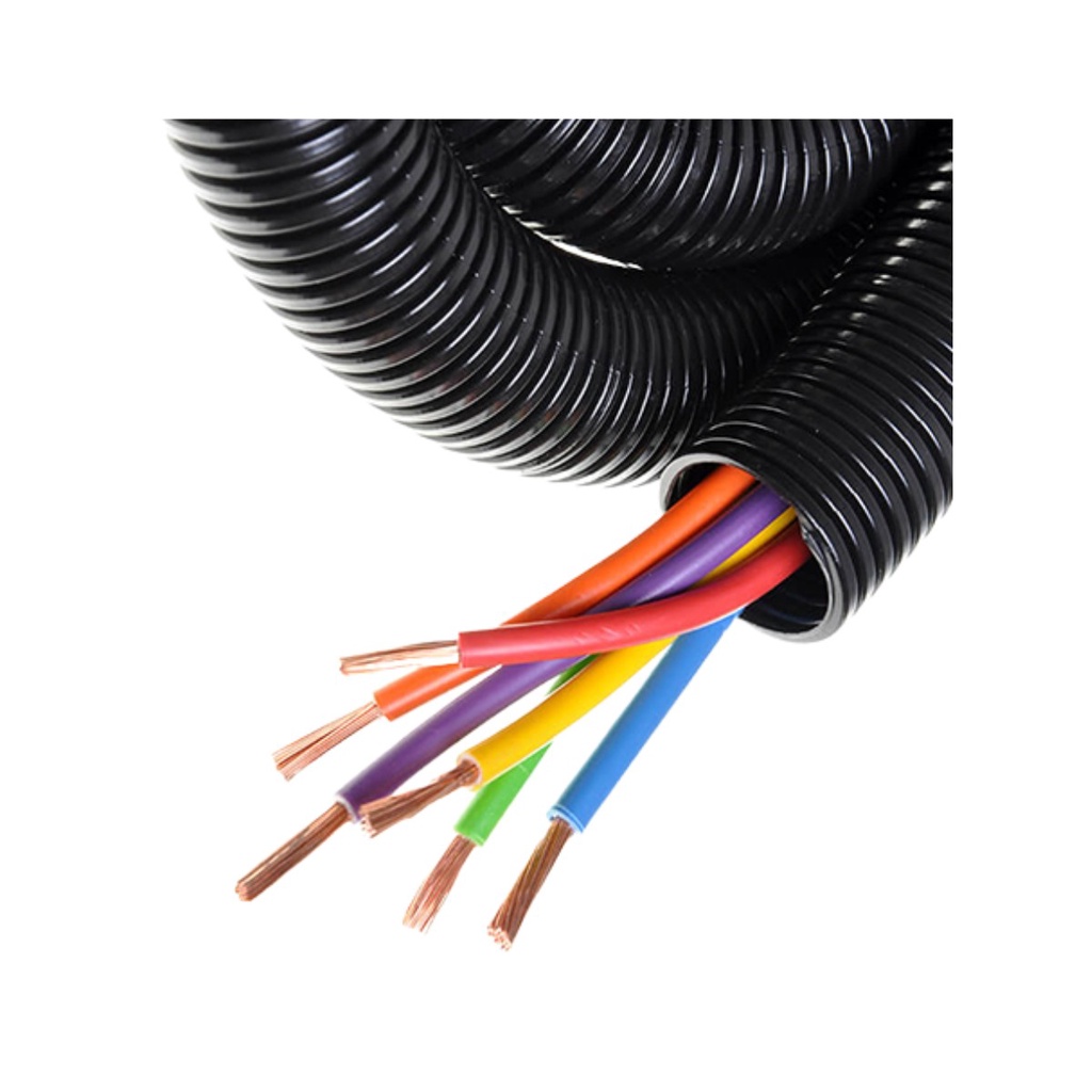 Kit 20 Metros Espaguete Fio Conduite Corrugado Tubo Rolo Preto 7,5mm Auto-Extinguivel