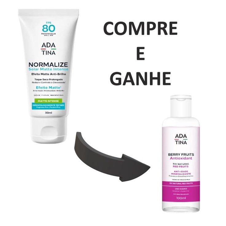 Protetor Solar Normalize Matte Intense Fps80 30ml + Loção Anti-Idade Antioxidante 100ml - ADA TINA