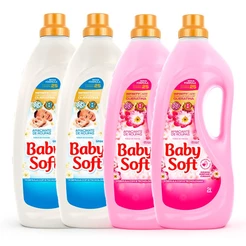 Kit 2 Amaciantes Baby Soft Toque de Cuidado 2L Branco + 2 Amaciantes Baby Soft Toque De Maciez 2L (Rosa)