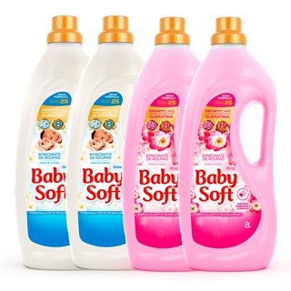 Kit 2 Amaciantes Baby Soft Toque de Cuidado 2L Branco + 2 Amaciantes Baby Soft Toque De Maciez 2L (Rosa)
