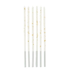 Vela Palito Gigante Branca com Dourado 17 cm - 1 unidade Pct. c/ 6 unds. - Silver Festas - Rizzo