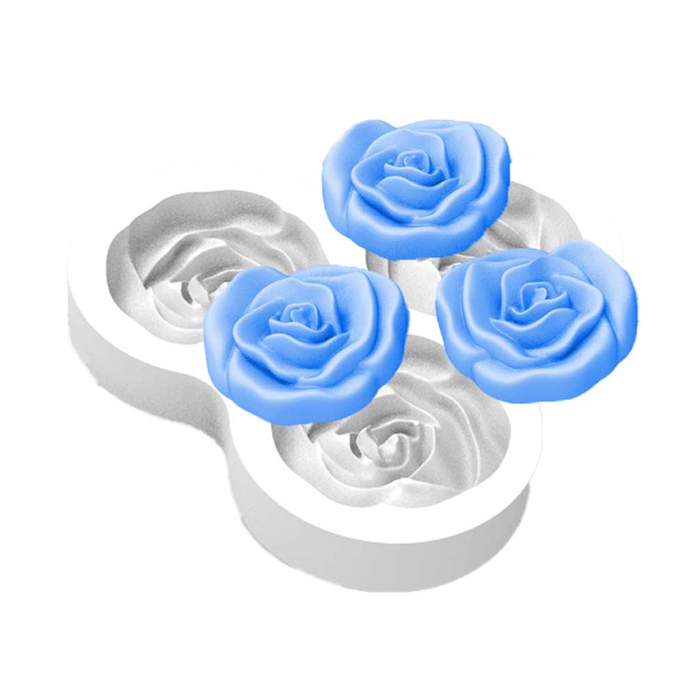 Molde de Silicone 3 Rosas para Lembrancinha Artesanato Decoração Sabonete Resina Gesso Vela