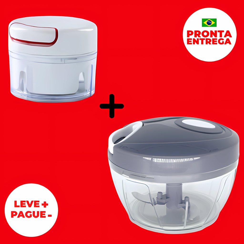 Kit Mini Multiprocessador Triturador De Alimentos + Processador Grande