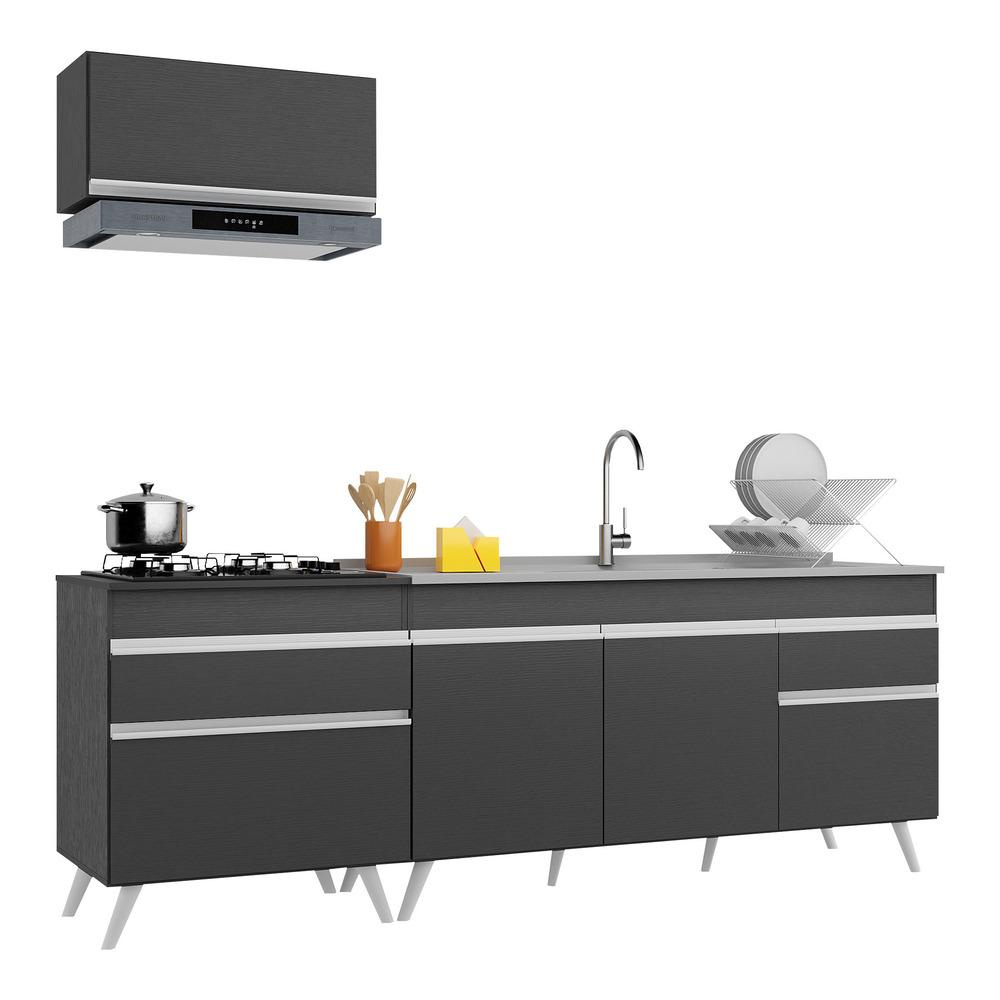 Armário de Cozinha Compacta Veneza Multimóveis MP2074.898 Preto
