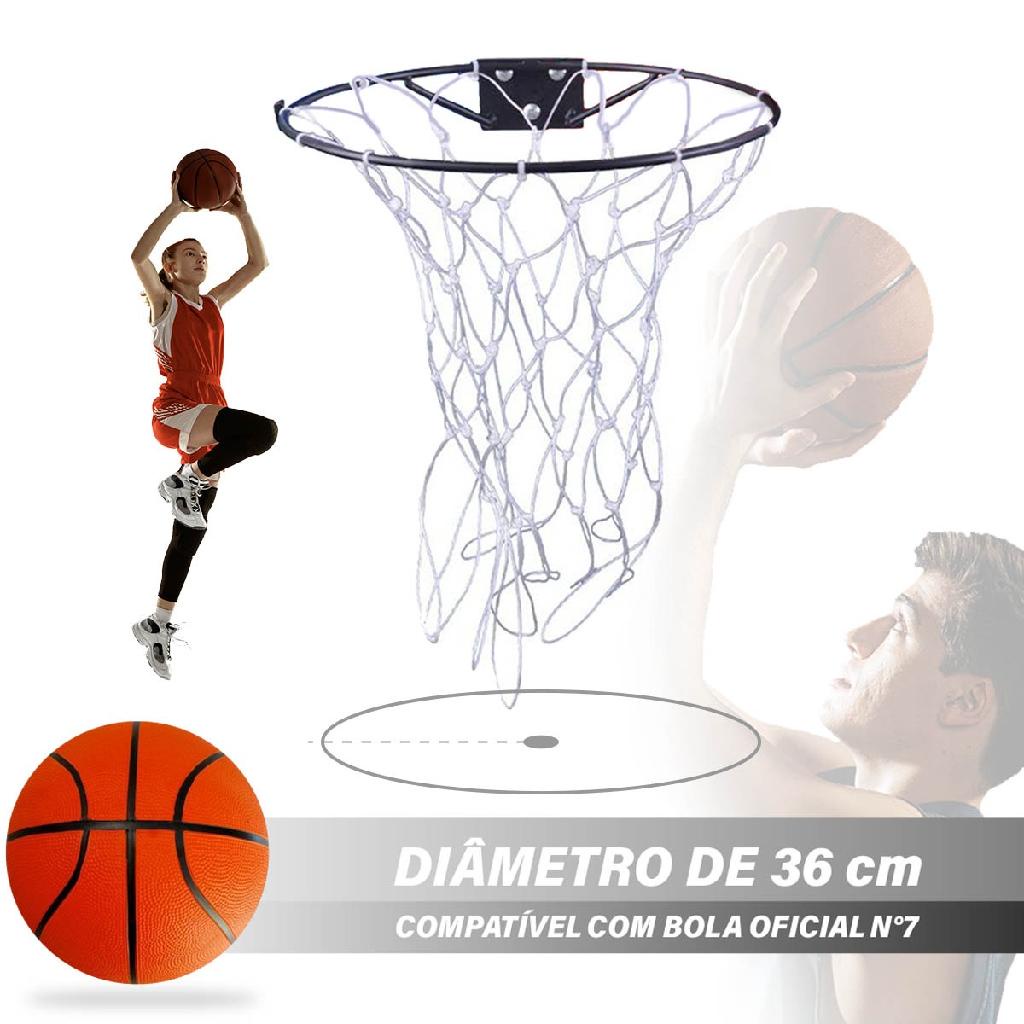 Aro Cesta De Basquete Compatível Com Bola Oficial em Aço Rede Chuá