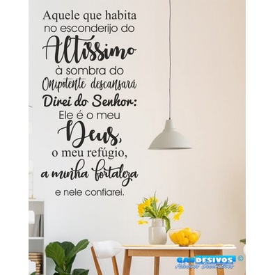 Adesivo De Parede Religioso Fé Salmos 91 Aquele Que Habita em Oferta na Shopee