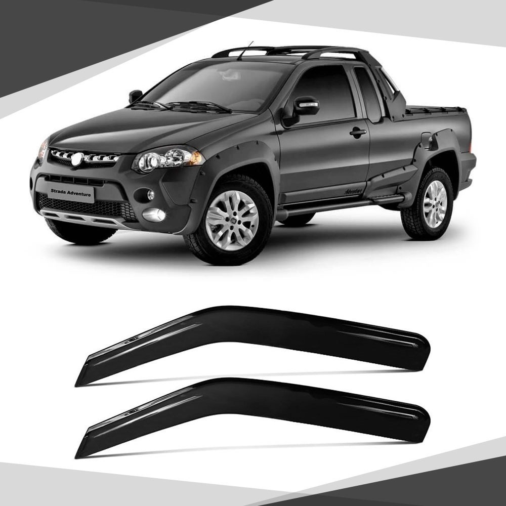 Calha De Chuva Defletor Fiat Strada 1996 A 2018 2 Portas Fume Tiger FT3593