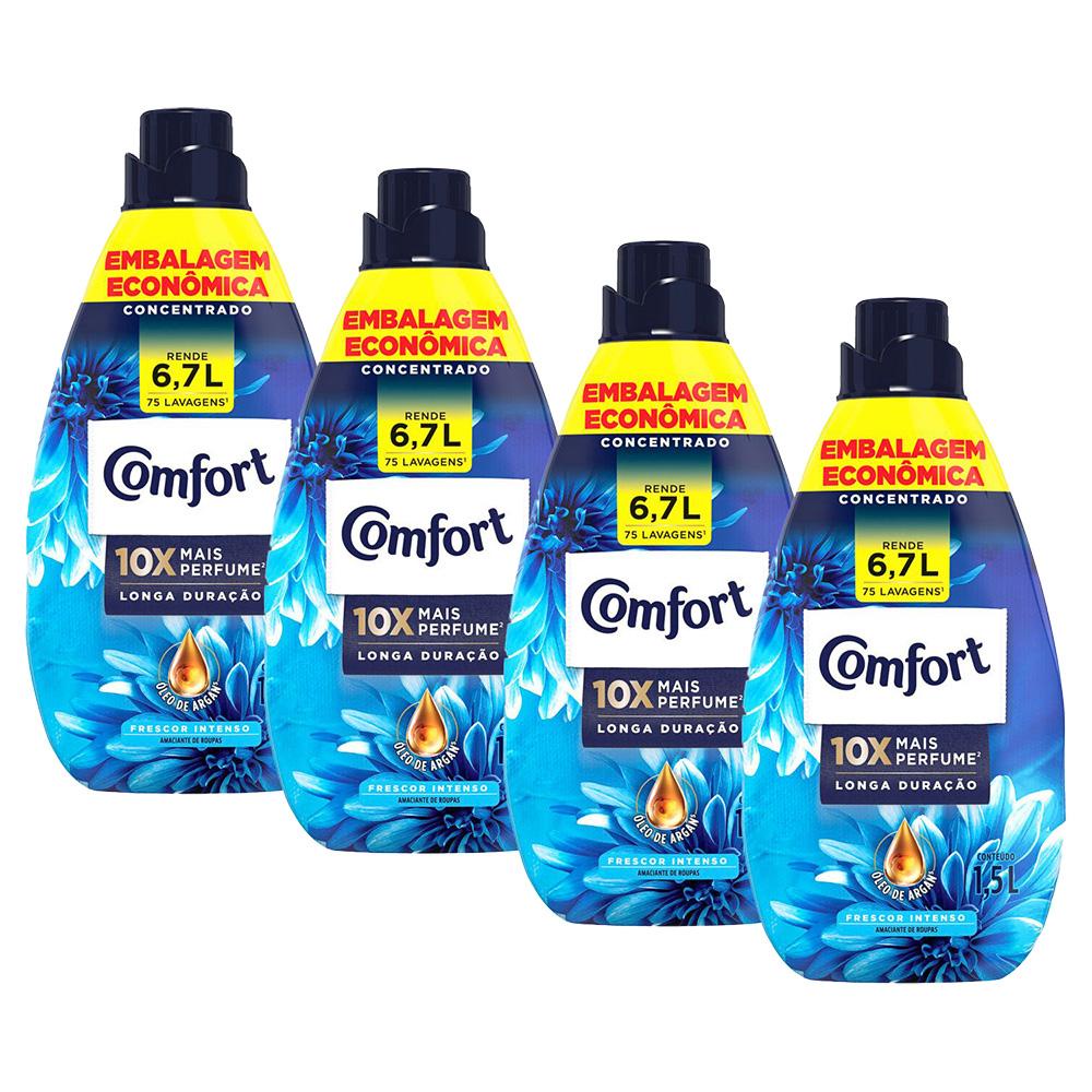 Kit 4 Amaciantes Concentrados Comfort Frescor Intenso 1,5L em Oferta na Shopee