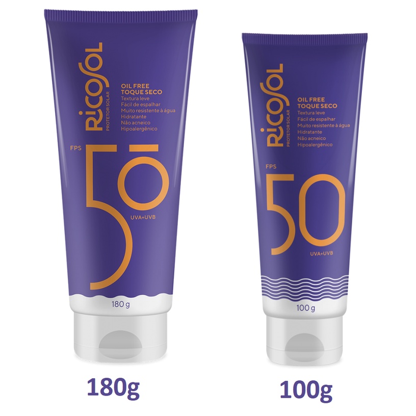 Protetor Solar Corporal Ricosol Fps 50 - Toque Seco 100g ou 180g em Oferta na Shopee