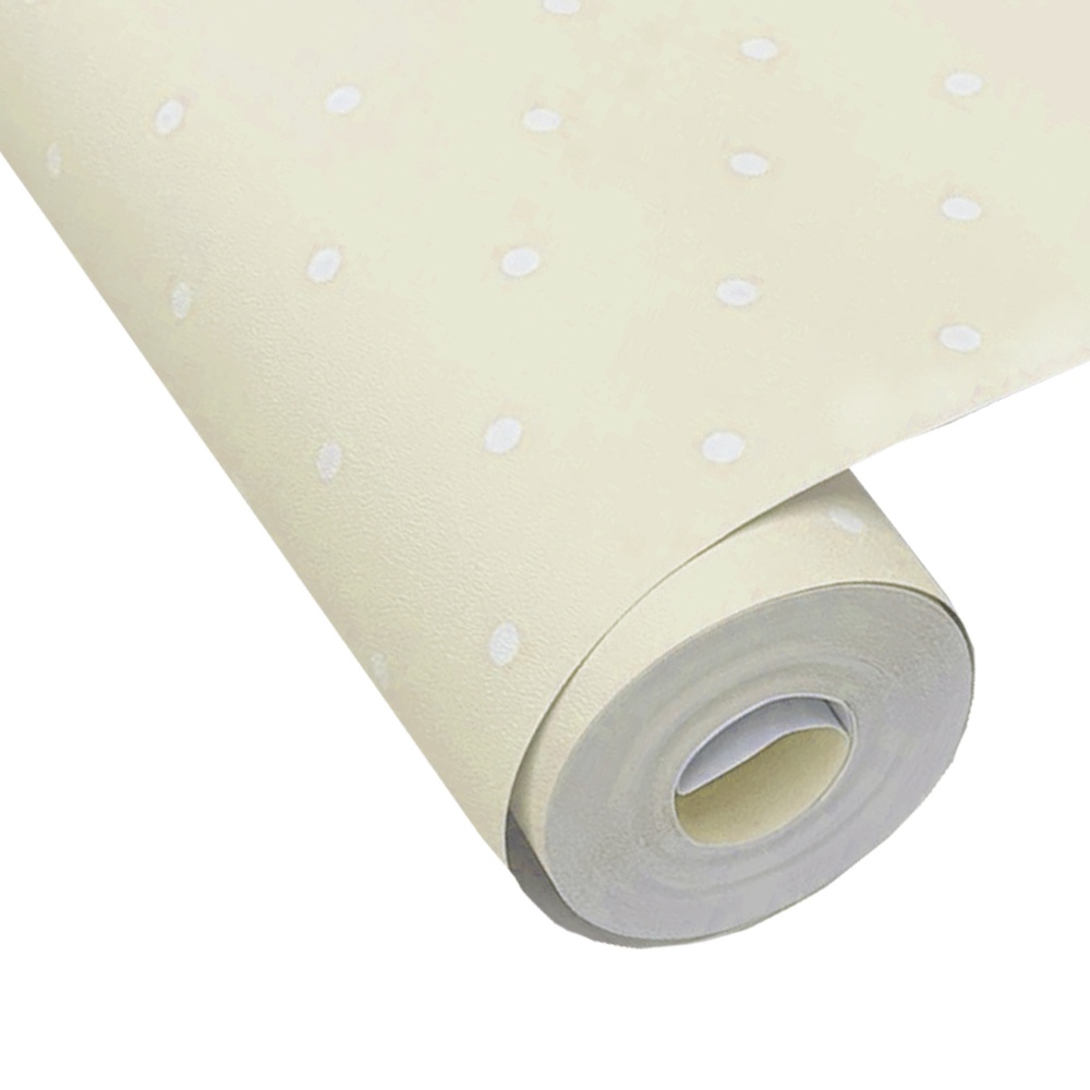 Detalhes do Papel de Parede Infantil Vinilico Creme Bolinhas 10m X 53cm Quarto Recreação