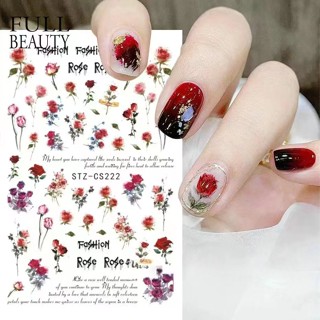 Autocolante De Unhas 3D Butterfly Vintage Vermelho Rosa Francesa