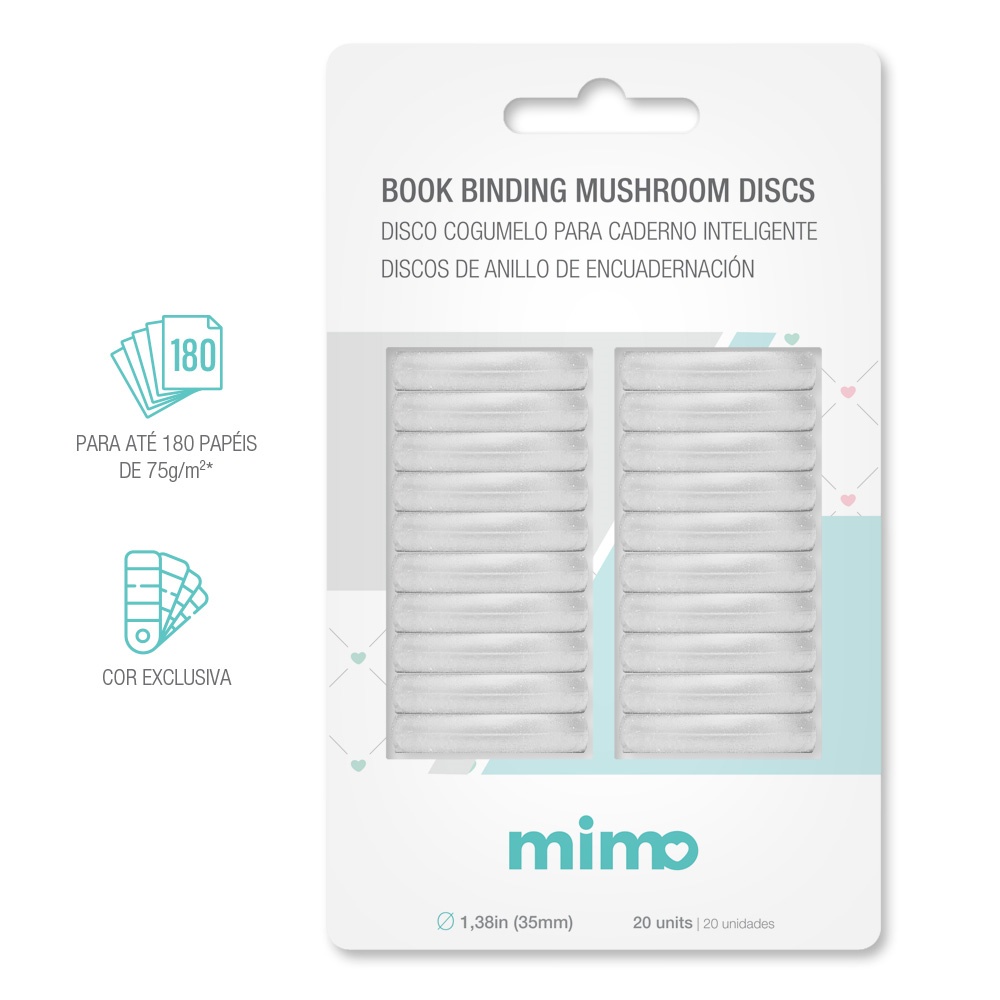 Disco Cogumelo para Caderno Inteligente Transparente 35mm Mimo 20 Unidades
