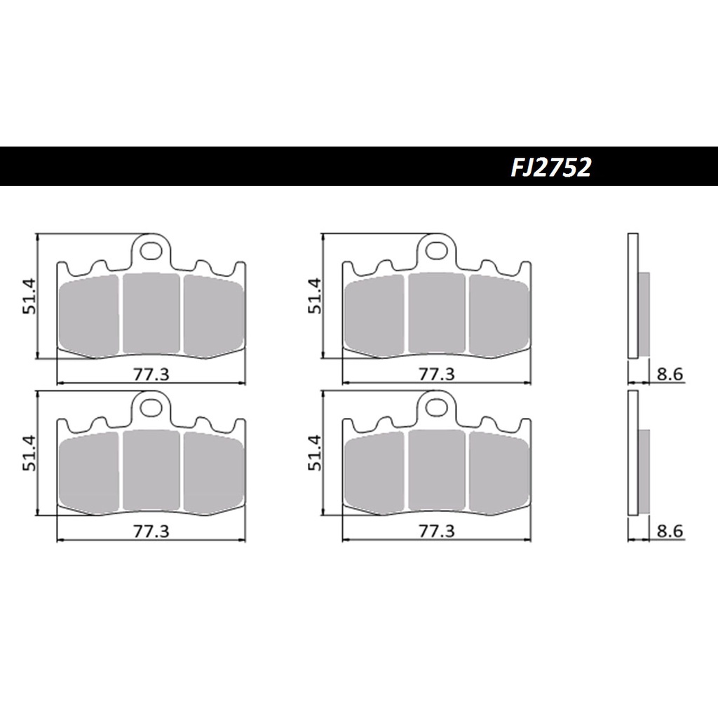 Pastilha Freio Fischer FJ2752PC BMW R1200 GS 04/12 (D) K 1200 GT ABS 02/07 / R1200 RT 06/13