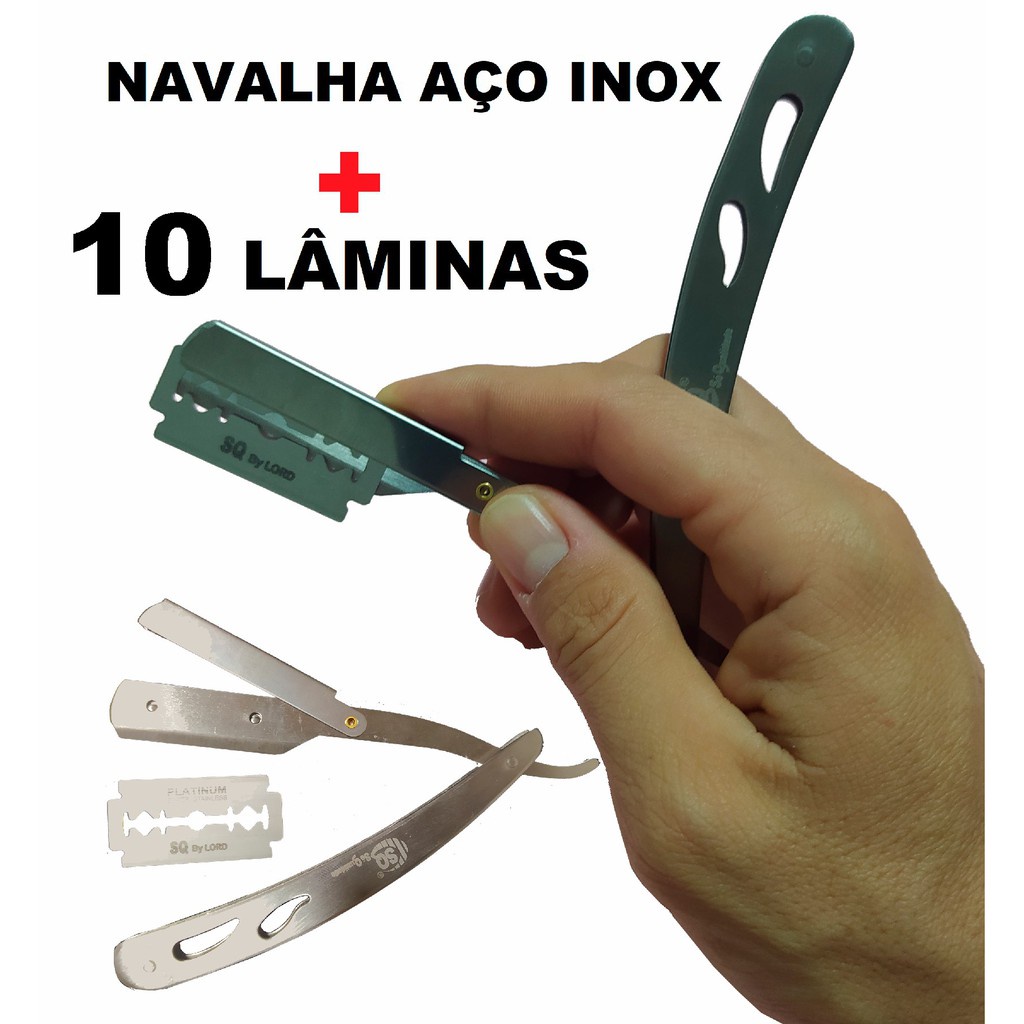 Navalhete Inox Para Barbear Profissional Navalha + lâmina