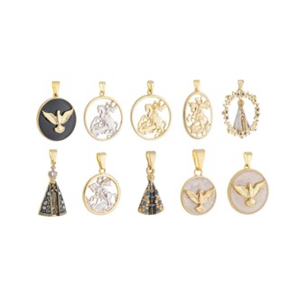 Kit Com 10 Medalhas Pingentes São Jorge Nossa Senhora F Ouro