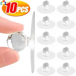 10Pcs Puxadores De Porta De Cristal Transparente Requintado Auto-Adesivos Com Função De Ganchos Decoração De Parede Doméstica