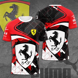 Fórmula One Racing Equipe Ferrari 3D Summer Short Sleeve Moda Masculina Camiseta