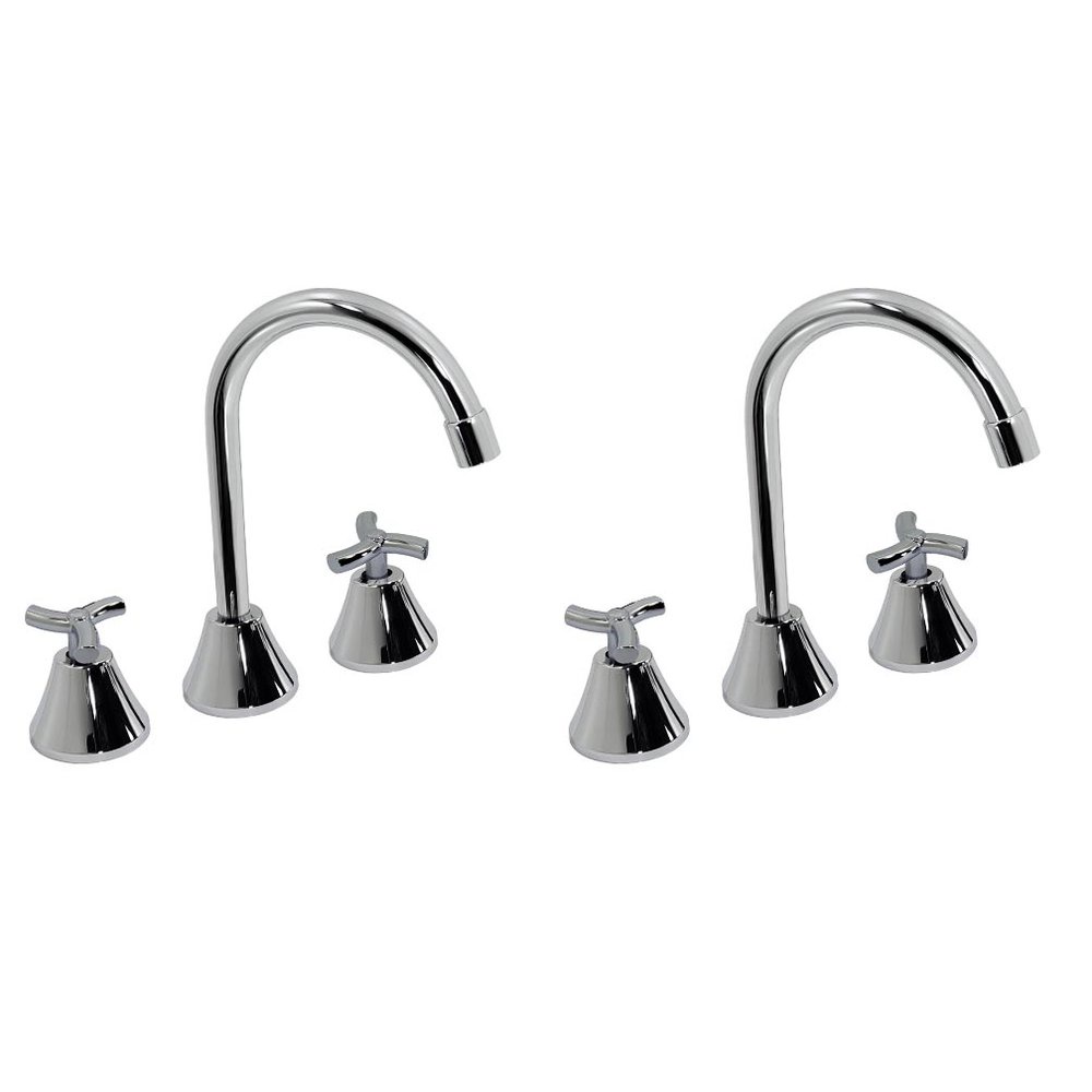 Kit Torneira Misturador Duplo Comando Para Lavatório Mesa Bica Alta 1/2" Primor Docol Com 2 Peças