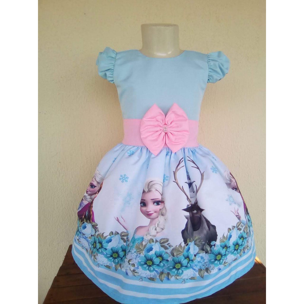 Vestido Tematico Infantil Frozen Elsa Aniversario Festa Elza em Oferta na Shopee