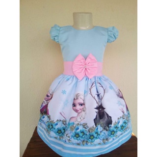 Vestido Tematico Infantil Frozen Elsa Aniversario Festa Elza em Oferta na Shopee