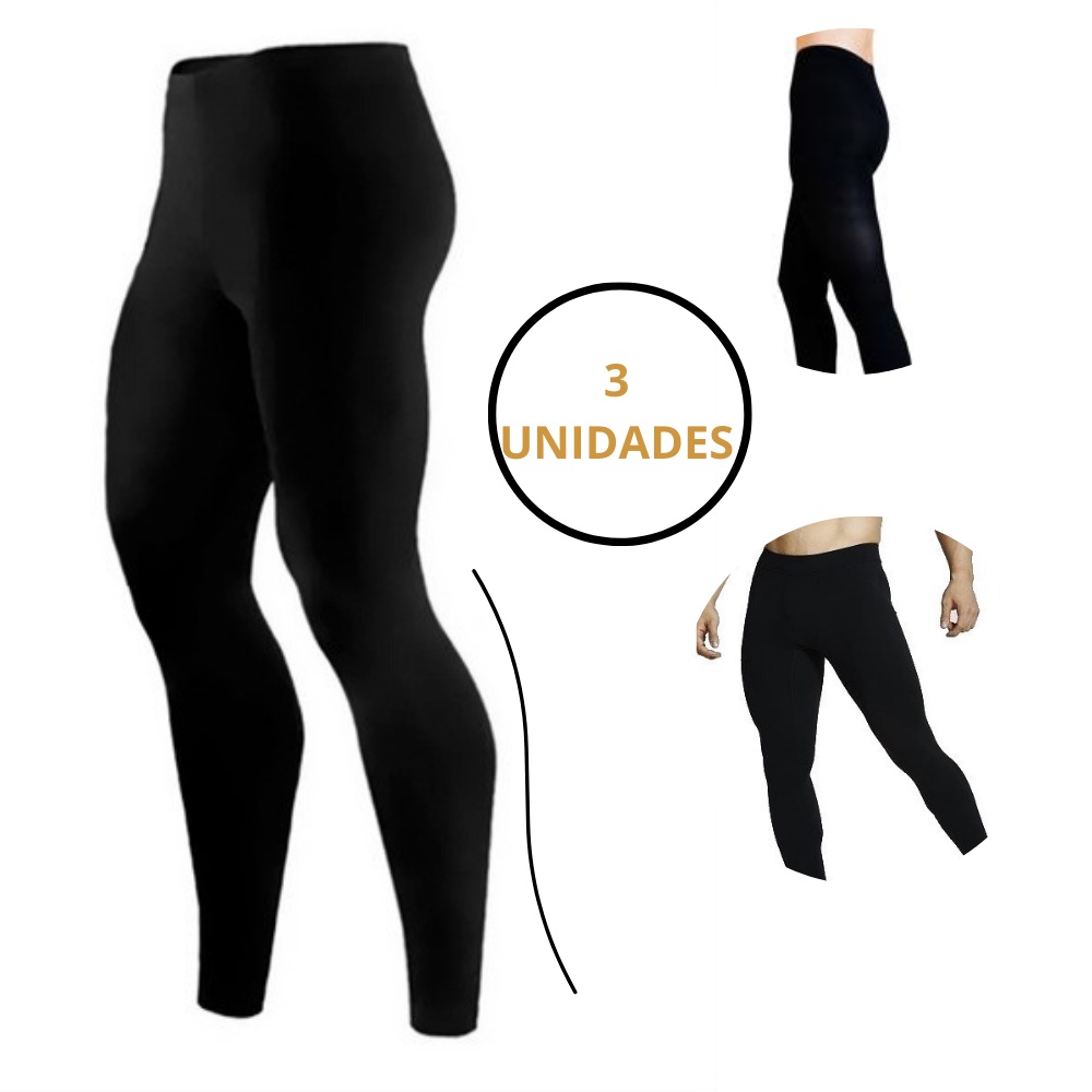 Kit 3 Meia Calça Masculina Peluciada Segunda Pele Térmica Sem Pé Flanelada