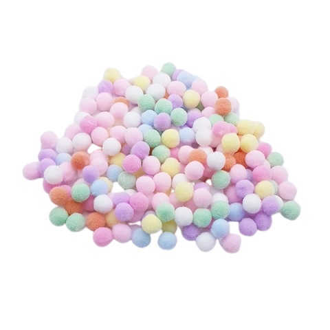 Kit com 1000 Mini Pompom Liso Solto Pelucia 8mm Candy Colors