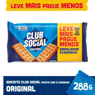 Biscoito salgado sabor original Embalagem Econômica Display com 12 unidades de 24g - Club Social