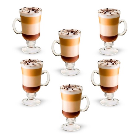 6 Canecas Vidro Irish Coffee 114ml Café Capuccino Chocolate Macchiato Chá Instagramável De...