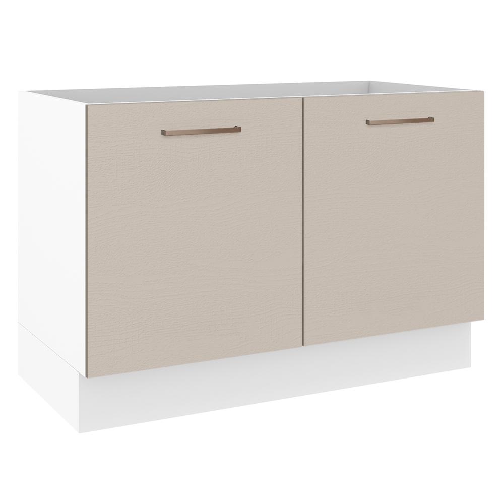 Balcão Gabinete de Pia Cozinha 2 Portas Branco/Crema Agata Madesa em Oferta na Shopee