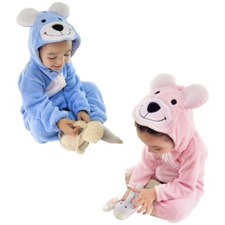 Macacão Pijama Bebê Plush Tamanho 1 ao 3 Urso Hannys Baby