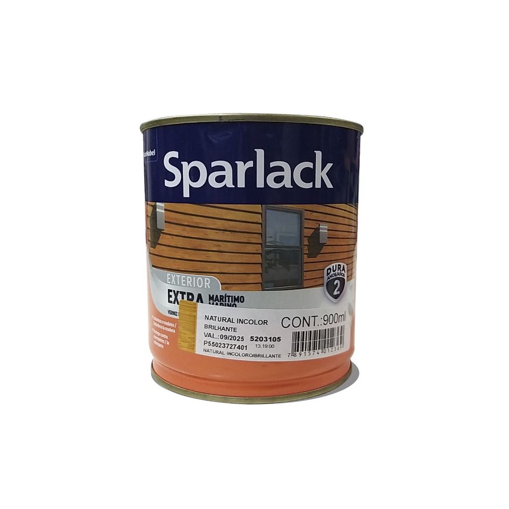 Verniz Premium Marítimo Cor Natural Incolor Brilhante Repelente A Água Película Elástica Durabilidade 2 Anos Sparlack 900 ml