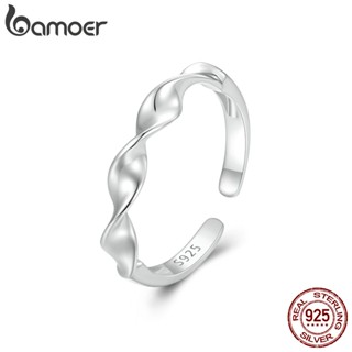 Bamoer925 Prata Esterlina Simples Twist Open Ring Tamanho Ajustável Jóias De Moda Presentes Para Mulheres
