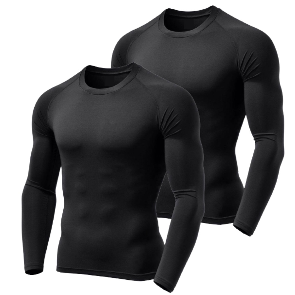 Kit 2 Camisas Manga Longa Academia Segunda Pele Proteção Uv 50+ Segunda Pele Lisas Lisa