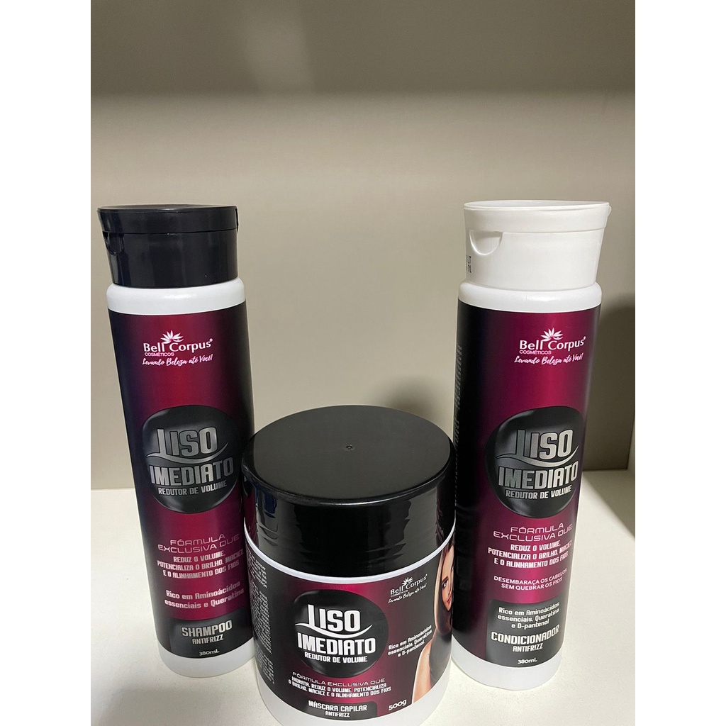 Kit Capilar LISO IMEDIATO 1 Shampoo + 1 Condicionador + 1 Mascara - Bell Corpus em Oferta na Shopee