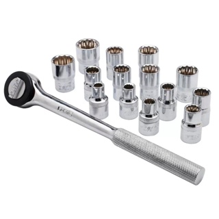 Jogo de Soquetes Estriados 15 Peças de 1/2 Pol. em Oferta na Shopee