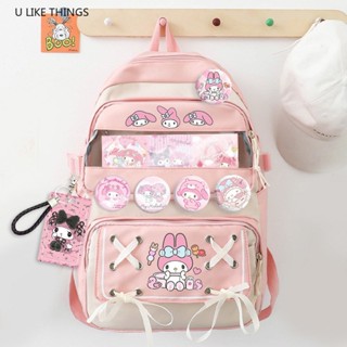 Kuromi Joint School Bag Cinnamon Dog Melody Peripheral Backpack Mochila Periférica Para Cães Do Ensino Fundamental Escola Primária Fofinha Escolar Simples