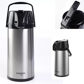 Garrafa Termica Inox Café Chá Agua 1,9L Pressão Preto Soprano em Oferta na Shopee