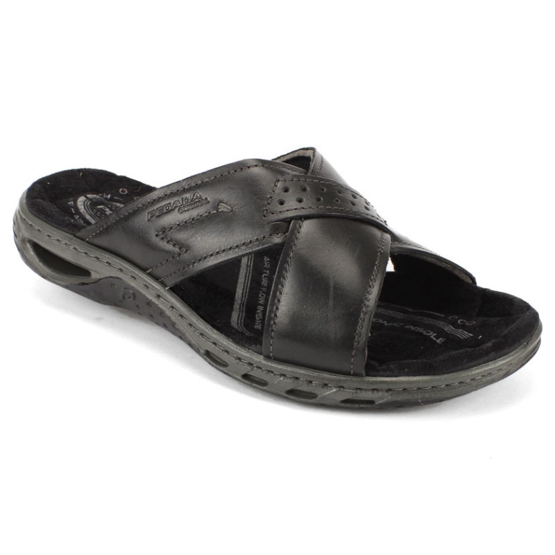 Chinelo Slide Masculino Sandália De Couro Ortopédica Esporão Pegada 131661