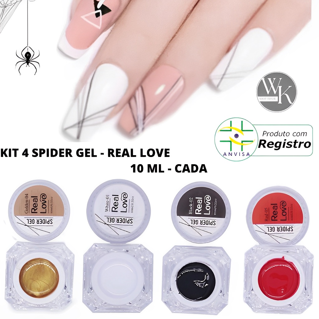 Kit 4 Spider Gel Teia De Aranha 10ml Cada - Real Love