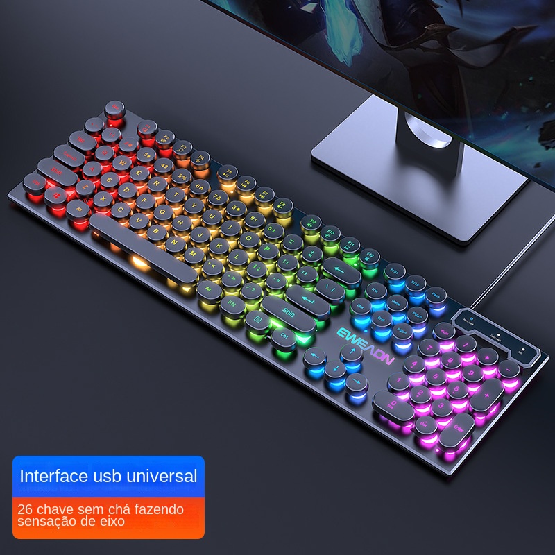 Teclado para jogos Teclado para jogos Teclado para jogos Teclado para jogos Teclado com RGB Light Eating Chicken Office Glare