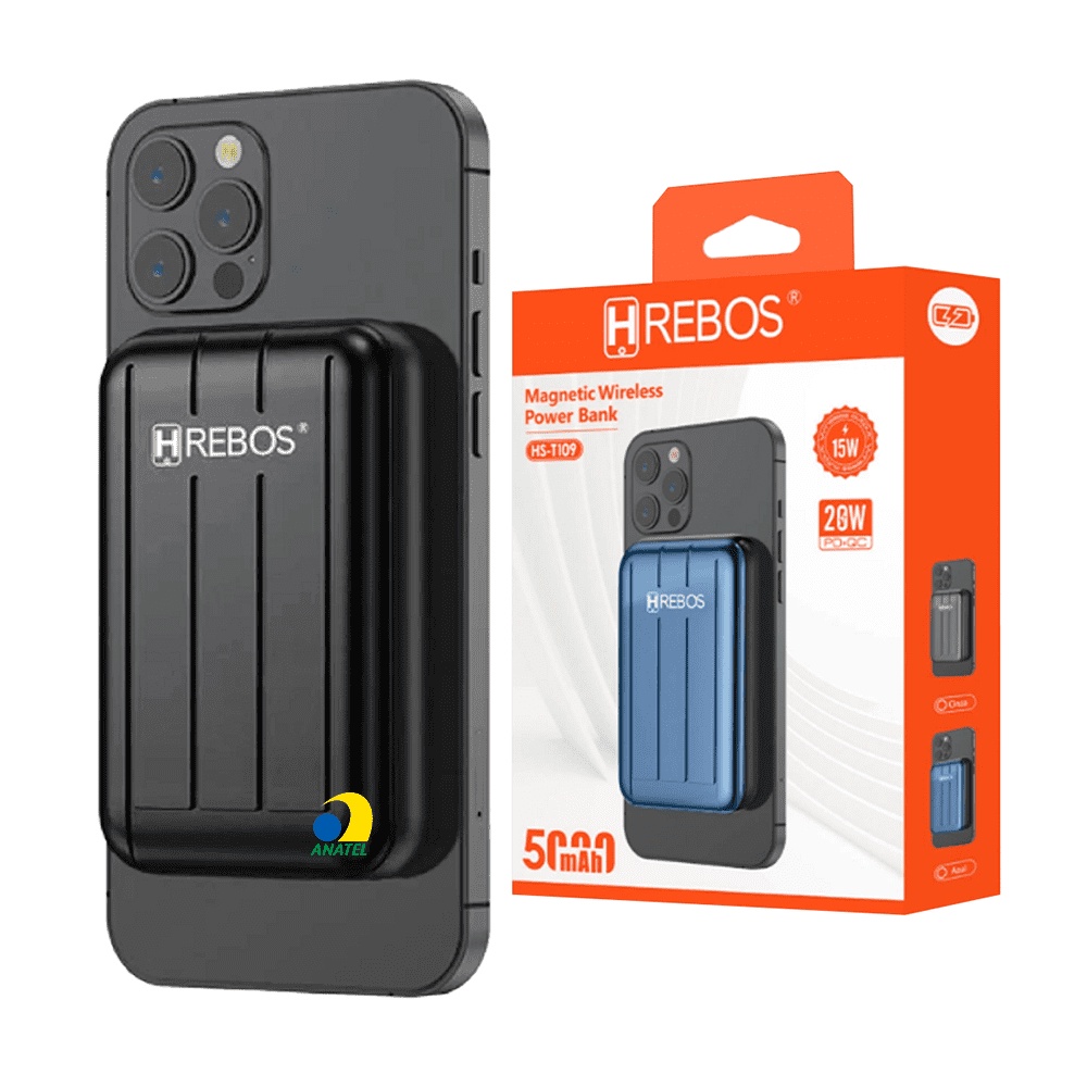 Carregador Indução Sem Fio Portátil Magnético Powerbank Compatível com iPhone 14 13 12 11 X