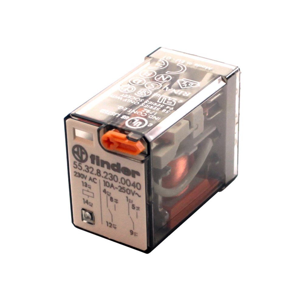 Rele Industrial 2 Contatos Reversiveis  230vac 2 rev 553282300040 - Finder